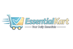Logo of EssentialKart with a shopping cart icon on a white background